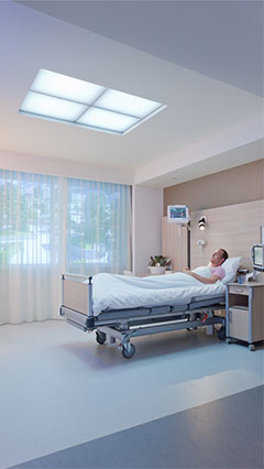 HealWell Licht verändert das Patientenzimmer und schafft eine völlig andere Atmosphäre