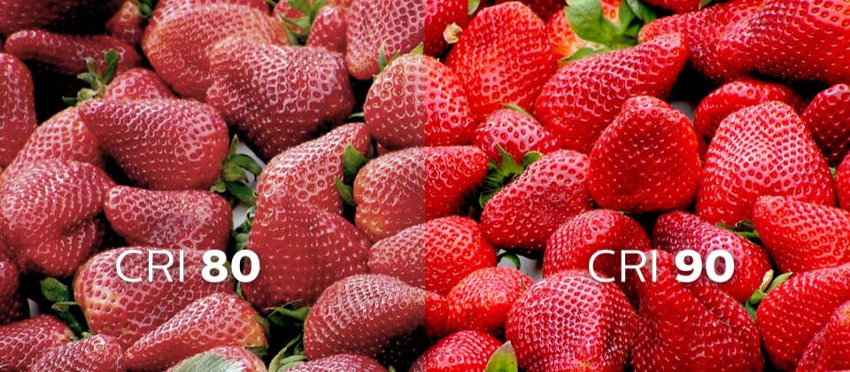 Färgåtergivningsindex-jämförelse-av-färgglada-jordgubbar
