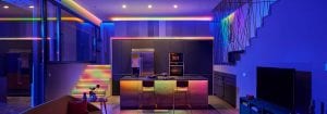 Raum eingerichtet mit smarter LED-Beleuchtung – connected by WiZ.